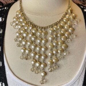 Gold Statement Pearlescent Drop‎ Necklace